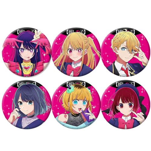 6 Oshi Noko Abzeichen Anime Figures Brosche Oshi Noko Ai Cosplay Badge Pins 58MM von SUJEBRAN
