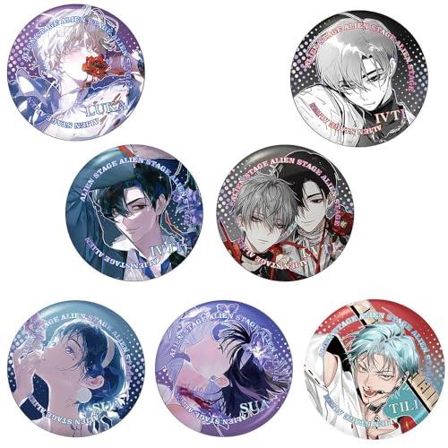 7 Alien Stages Badge Spiel Action Figures Brosche Alien Stages Cosplay Abzeichen Cool Pins Taschen Dekoration 78MM von SUJEBRAN