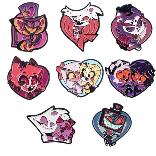 8 Hazbins Alastor Hotels Abzeichen Cartoon Figures Brosche AngelDust Alastor Cosplay Badge Pins von SUJEBRAN