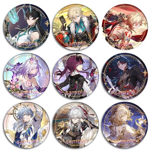 9 Honkais Stars Rail Abzeichen Spiel Figure Cosplay Buntes Brosche Honkais Stars Rail Badge Pins 58mm Set von SUJEBRAN
