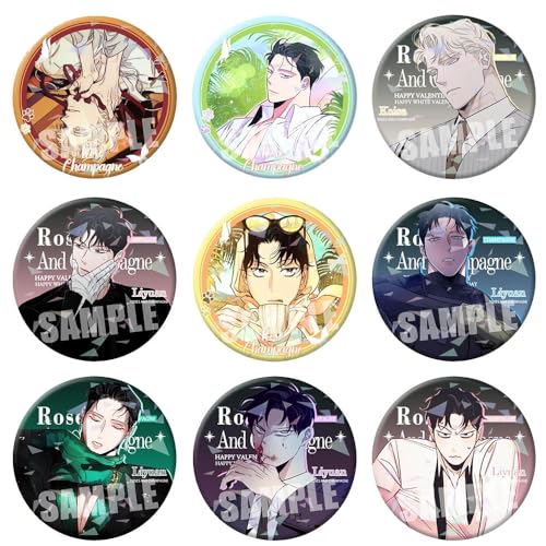 Roses＆Champagne Badge Manga Figures Brosche Cosplay Abzeichen Pins 58mm 9 Set von SUJEBRAN