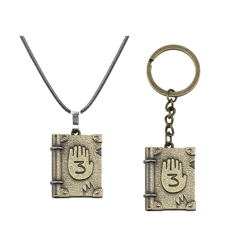 SUJEBRAN 2 Pack Gravities Falls Cosplay Halskette Schlüsselanhänger Cartoon Gravities Falls Anhänger Schmuck Set (C) von SUJEBRAN