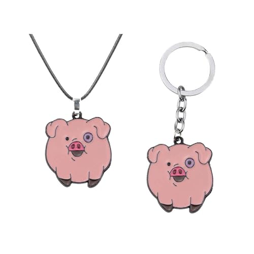 SUJEBRAN 2 Pack Gravities Falls Cosplay Halskette Schlüsselanhänger Cartoon Gravities Falls Anhänger Schmuck Set (E) von SUJEBRAN
