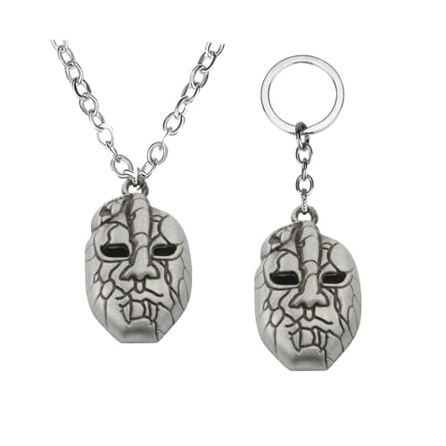 SUJEBRAN 2 Pack JoJoAdventure Cosplay Halskette Schlüsselanhänger Anime JoJoAdventure Anhänger Schmuck Set (D) von SUJEBRAN