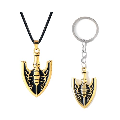 SUJEBRAN 2 Pack JoJoAdventure Cosplay Halskette Schlüsselanhänger Anime JoJoAdventure Anhänger Schmuck Set (F) von SUJEBRAN
