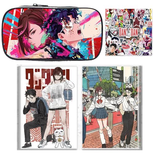 SUJEBRAN 3 Dan Da Dang Federtasche Buch Aufkleber, Anime Dandadang Federmäppchen Notizbuch 50-Stikcers Merch, Vollfarbiges Schreibwaren Set (Multicolor01) von SUJEBRAN