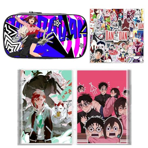 SUJEBRAN 3 Dan Da Dang Federtasche Buch Aufkleber, Anime Dandadang Federmäppchen Notizbuch 50-Stikcers Merch, Vollfarbiges Schreibwaren Set (Multicolor02) von SUJEBRAN