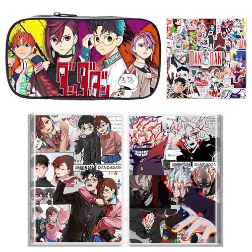 SUJEBRAN 3 Dan Da Dang Federtasche Buch Aufkleber, Anime Dandadang Federmäppchen Notizbuch 50-Stikcers Merch, Vollfarbiges Schreibwaren Set (Multicolor03) von SUJEBRAN