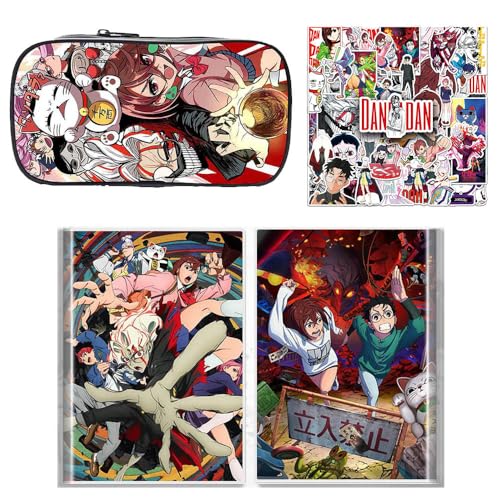 SUJEBRAN 3 Dan Da Dang Federtasche Buch Aufkleber, Anime Dandadang Federmäppchen Notizbuch 50-Stikcers Merch, Vollfarbiges Schreibwaren Set (Multicolor04) von SUJEBRAN