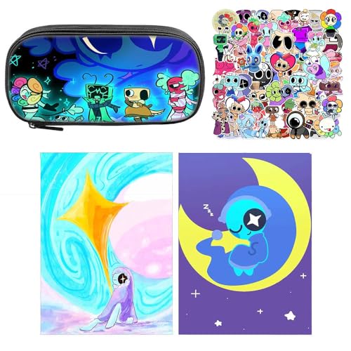 3 Dandys Federtasche Buch Aufkleber, Spiel Dandys Worlds Federmäppchen Notizbuch 100-Stikcers Merch, Vollfarbiges Schreibwaren Set (Multicolor03) von SUJEBRAN