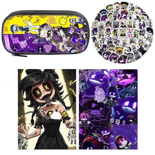 SUJEBRAN 3 Murders UziDrone Federtasche Buch Aufkleber, Cartoon Murders UziDoorman Federmäppchen Notizbuch 100-Stikcers Merch, Vollfarbiges Schreibwaren Set (Multicolor05) von SUJEBRAN