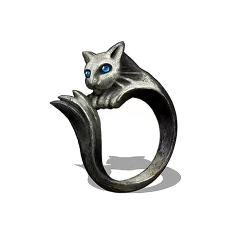 Darksoul Cat Ring Verstellbare Ringe Silber Adjustable Ring Schmuck Darksoul Cosplay Accessories Katzen Spielzeug von SUJEBRAN