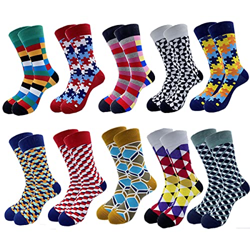 SUKBRGIR Men's Fun Set Dress Socks-Colorful Funny Novelty Cotton Funky Crew Socks Pack,Art Socks (011-classic 10) von SUKBRGIR