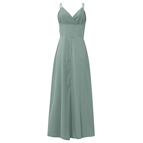 SUKORI Kleid Lässiges Sling-Kleid für Damen mit tiefem V-Schlitz und Langen Seiten (Color : Green, Size : M) von SUKORI