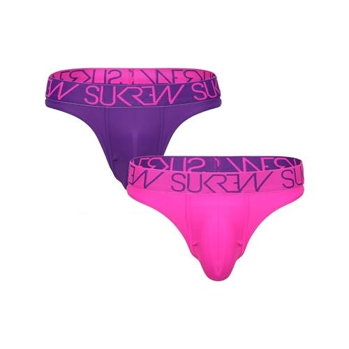 SUKREW - Männer Thongs Unterwäsche - Classic Thong Vorteilspack 1x Tyrian Purple + 1x Shocking Pink - Größe M von SUKREW