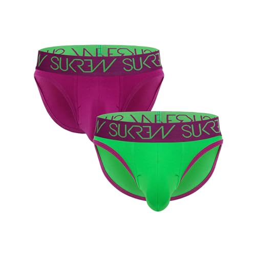 SUKREW - Männer Slip Unterwäsche - Classic Brief Vorteilspack 1x Deep Purple + 1x Verdant Green - Größe L von SUKREW
