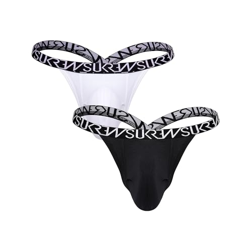 SUKREW - Männer Thongs Unterwäsche - Bubble Thong Vorteilspack 1x Optic White + 1x Midnight Black - Größe L von SUKREW