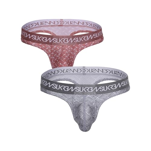 SUKREW - Männer Thongs Unterwäsche - Classic Thong Vorteilspack 1x Diamond + 1x Checker - Größe L von SUKREW