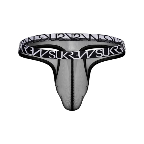 SUKREW - Männer Thongs Unterwäsche - Sheer Low-Rise Thong Underground Black - 1x Größe L von SUKREW