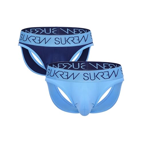SUKREW - Männer Thongs Unterwäsche - V-Thong Vorteilspack 1x Arctic Blue + 1x Marine - Größe L von SUKREW