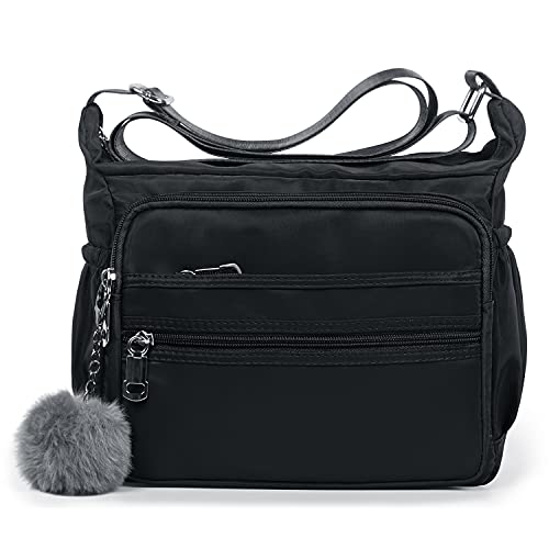 Damen Schultertaschen mit RFID Anti Diebstahl Tasche Casual Handtasche Reisetasche Messenger Crossbody börse für Frauen, Schwarz (schwarz), Large von SUKRY