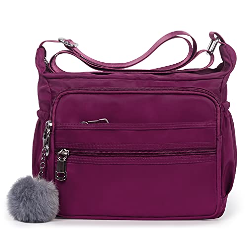 Damen Schultertaschen mit RFID Anti Diebstahl Tasche Casual Handtasche Reisetasche Messenger Crossbody börse für Frauen, Violett (violett), Large von SUKRY