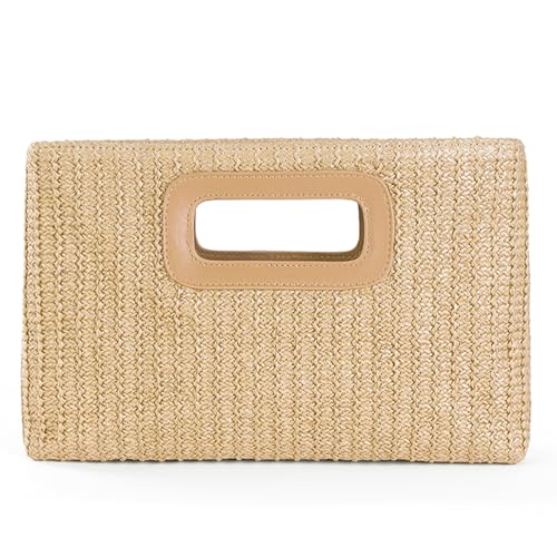 SUKUTU Clutch Handtaschen für Frauen Top Handle aus gewebtem Stroh Clutch Geldbörse Schulter Umhängetasche Sommer Raffia Tasche von SUKUTU