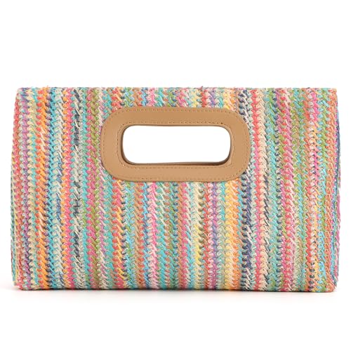 SUKUTU Clutch Handtaschen für Frauen Top Handle aus gewebtem Stroh Clutch Geldbörse Schulter Umhängetasche Sommer Raffia Tasche von SUKUTU