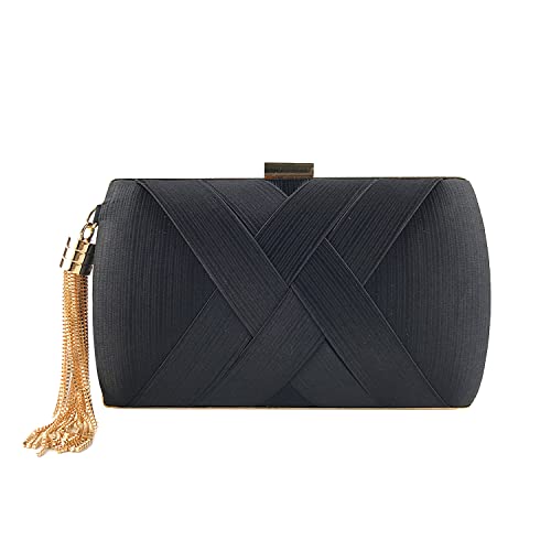 SUKUTU Damen Abend Clutches Tasche Satin Hochzeit Party Abendtasche Quaste Anhänger Cocktail Prom Handtaschen von SUKUTU