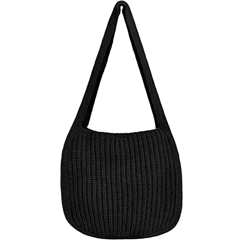SUKUTU Damen Handgehäkelte Tote Umhängetaschen Große Einkaufstasche Handtasche Plüsch Stricktasche Geldbörsen Reisehandtasche von SUKUTU
