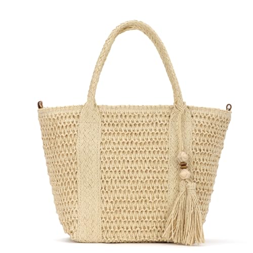 SUKUTU Frauen Handtasche Sommer Urlaub gewebt Tote Quaste Stroh Tasche Strand Tasche gewebt Stroh Umhängetasche von SUKUTU