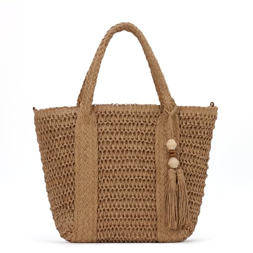 SUKUTU Frauen Handtasche Sommer Urlaub gewebt Tote Quaste Stroh Tasche Strand Tasche gewebt Stroh Umhängetasche von SUKUTU
