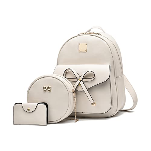 SUKUTU Frauen Rucksack wasserdichte PU Leder Mode Schultaschen 3 PCS Mädchen Bowknot Cute Mini Daypack Umhängetaschen von SUKUTU