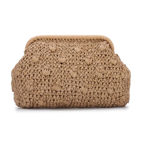 SUKUTU Muschel Damen Tasche Mode Stroh gewebt Tasche Wolken Strand Tasche Knödel Clutch Crossbody 2025 von SUKUTU