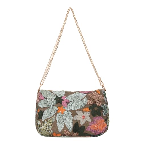 SUKUTU Pailletten Stickerei Floral Kette Umhängetasche Damen Clashing Abendtasche von SUKUTU