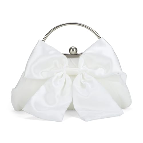 SUKUTU Schleife-Knoten-Kupplung für Frauen Lolita HandBag Perlenkette Abend Handtasche Satin Mesh-Kupplungstasche von SUKUTU