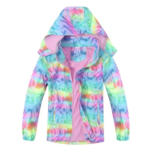 SUKUTU Softshelljacke Mädchen Regenjacke Kinder Wasserdicht Jacke Wattierte Jacke Gradient Windjacke von SUKUTU