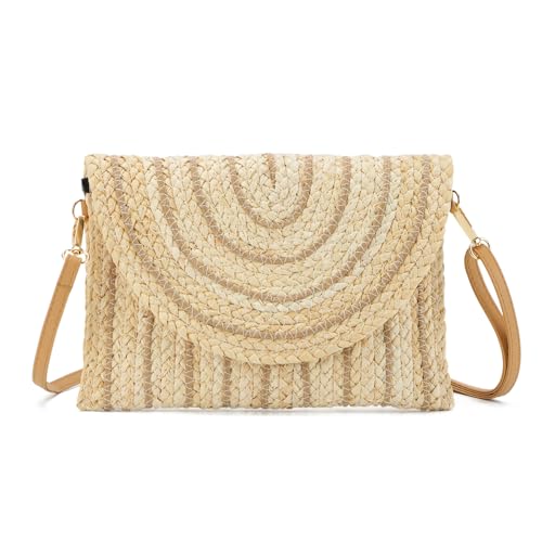 SUKUTU Stroh Umhängetasche für Frauen gewebt Handtasche Strand Umschlag Kupplung Stroh Wallet Crossbody Bag von SUKUTU