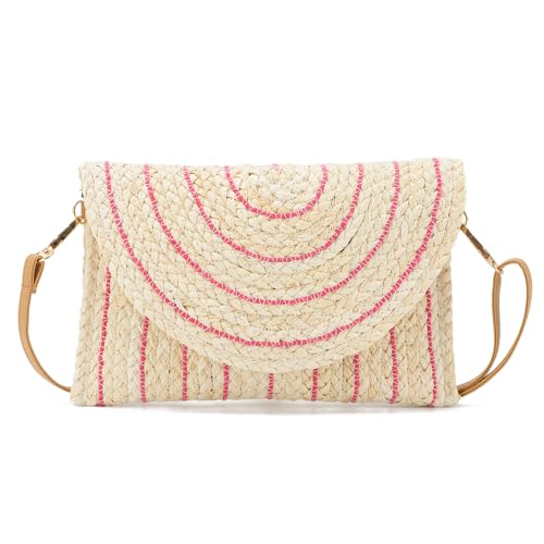 SUKUTU Stroh Umhängetasche für Frauen gewebt Handtasche Strand Umschlag Kupplung Stroh Wallet Crossbody Bag von SUKUTU