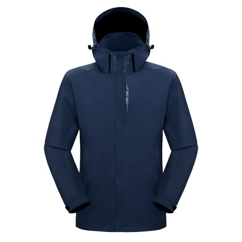 SUKUTU Wasserdichte Herren Outdoor-Jacke Leichter Regenmantel Atmungsaktive winddichte Shelljacke für Reisen Wanderjacke von SUKUTU