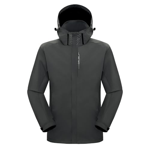 SUKUTU Wasserdichte Herren Outdoor-Jacke Leichter Regenmantel Atmungsaktive winddichte Shelljacke für Reisen Wanderjacke von SUKUTU