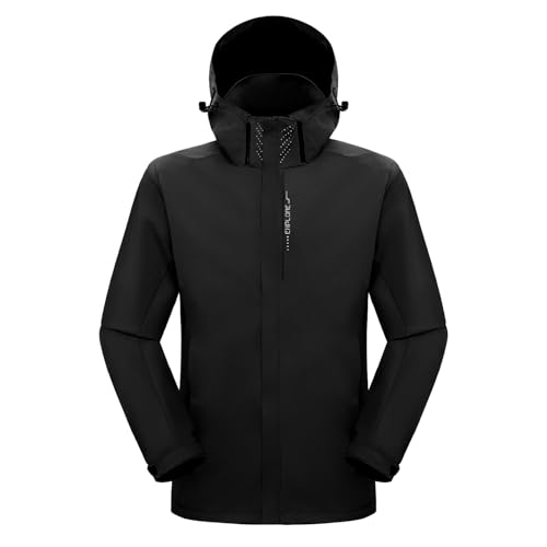 SUKUTU Wasserdichte Herren Outdoor-Jacke Leichter Regenmantel Atmungsaktive winddichte Shelljacke für Reisen Wanderjacke von SUKUTU