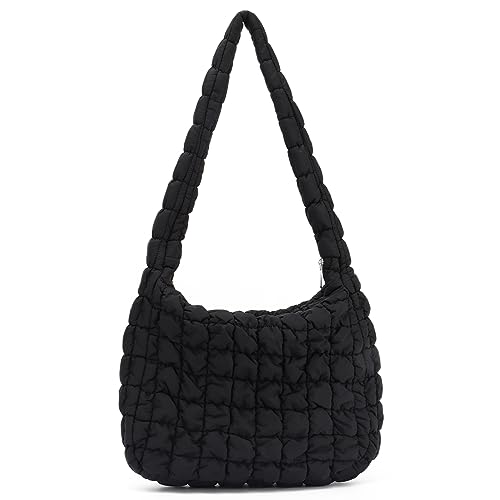 SUTUKU Große Puffer Tote Bag für Frauen Nette gesteppte Geldbörse Crossbody Puffy Handtasche Baumwolle gepolsterte Umhängetasche von SUKUTU