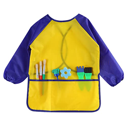 1 Stück Malschürze Kinder Malkittel 8-10 Jahre Mädchen/Junge Bastelschürze Kind er mit Ärmeln und 3 Taschen Malschürze Kin der Stoff für Schule Kunst Malerei Kochen Essen Laboraktivität(L-Größe) von SULIUDAJI