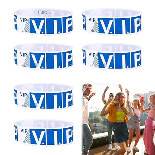 100 VIP Einlassbänder, Einlassbänder mit VIP, Wasserdichte Eintrittsarmbänder für Veranstaltungen, Papier Eintrittsarmbänder VIP für Partys Vergnügungsparks Konzerte Geburtstag Hochzeit von SULIUDAJI