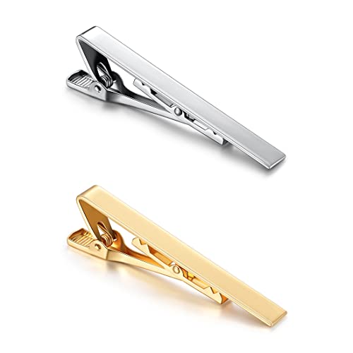 2 Stück Krawattennadel, Herren Krawattennadel, Dünn Krawattenklammer, Skinny Krawattenklammer, Business Hochzeit Tie Clip für Valentinstag Weihnachten Hochzeit Alltag von SULIUDAJI