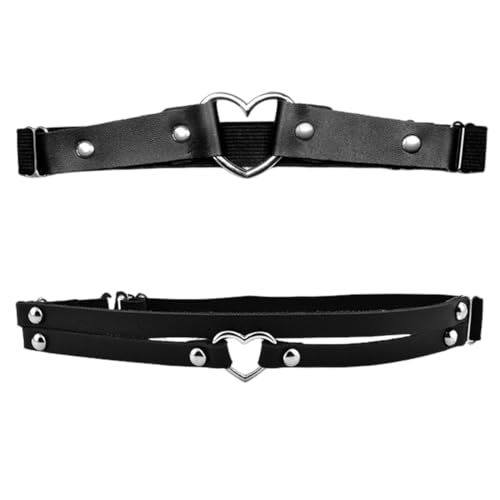 2 Stück Leder Bein Strumpfband Schwarz Verstellbares Gothic Oberschenke Anti Rutsch Clip Damen Halloween Rave Karneval Cosplay Party Zubehör von SULIUDAJI