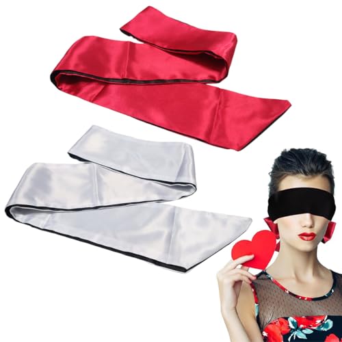2 Stück Satin Augenbinde, Augenmaske, Weiche Schlafmaske Verstellbare Augenabdeckung Reise-Augenmaske Satin Augenmaske für Frauen, Männer, Erwachsene, Paare von SULIUDAJI