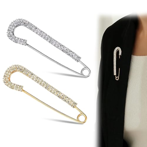 2 Stücke Damen Brosche Sicherheitsnadel Strass Pullover Clip Schal Clip Strickjacke Kleid Kleidungsstück Dekoration Zubehör brosche ausschnitt verkleinern broschen für kleidung brosche damen von SULIUDAJI