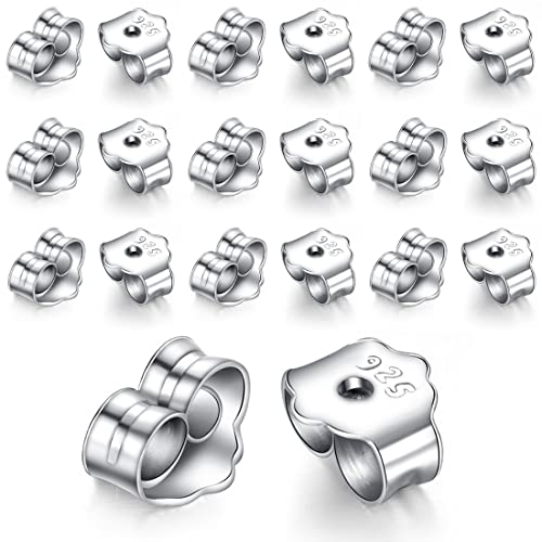 SULIUDAJI 20 Stück / 10 Paar Ohrstecker Verschluss 925 Sterling Silver Earring Stopper Butterfly Clasp Ear Stopper Sterling Silver von SULIUDAJI